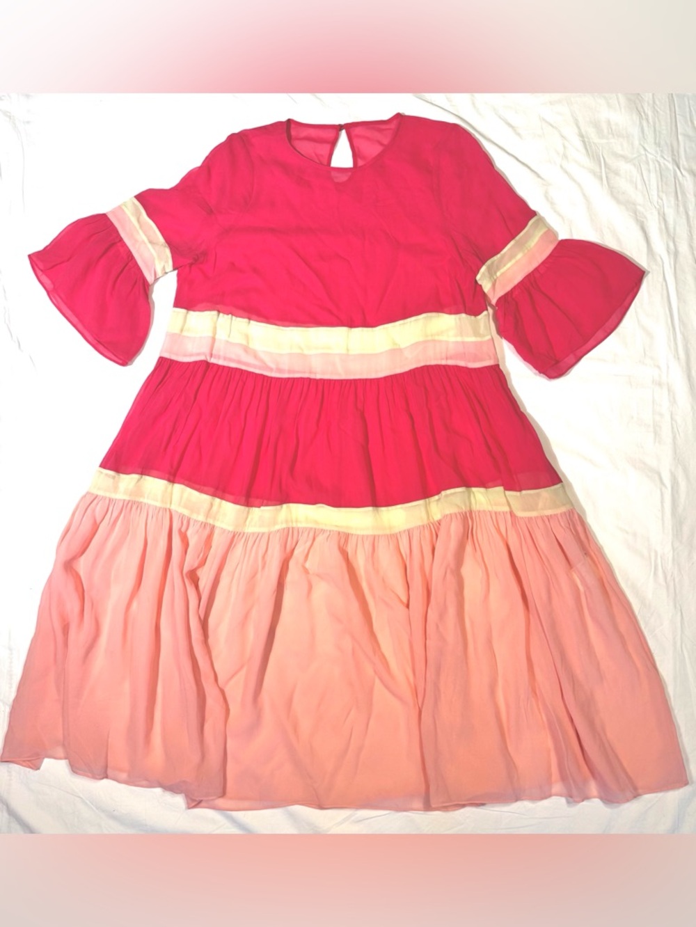 Vintage Pink Silk Tiered Dress